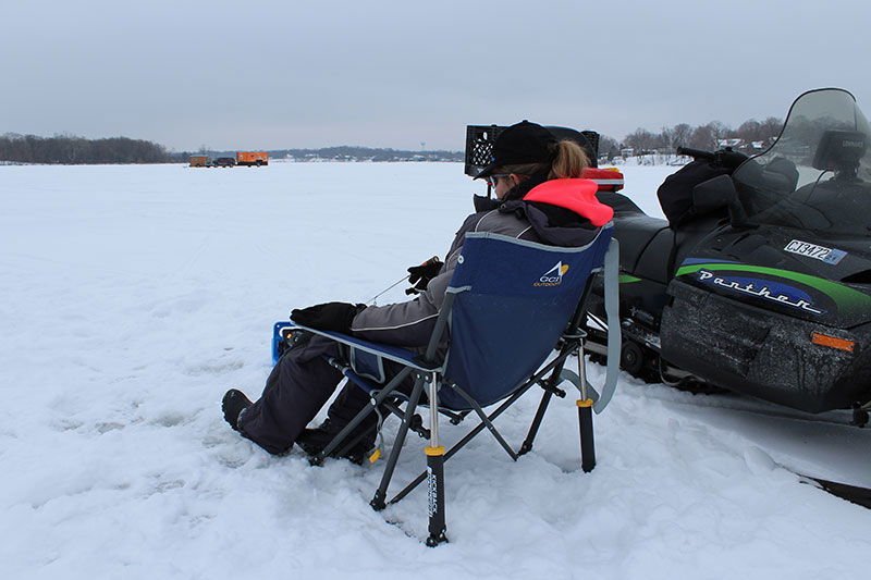 Ice fishing gamble game in Canada